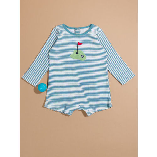 Tee Time Striped Romper by MudPie in Blue | Tullabee