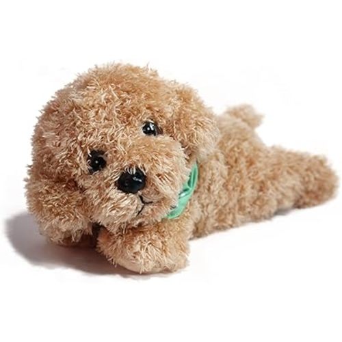 Plush Stuffed Golden Doodle Dog Adorable Poodle Stuffed Animal Toys, Soft & Realistic Gift for Kids, 11 inch (Light Brown)