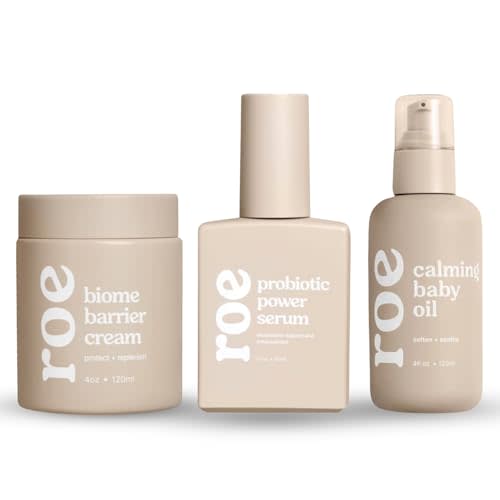 Roe Wellness- Power Trio Biome Barrier Cream, Probiotic Power Serum & Calming Baby Oil | Hydrating, Soothing, Clean Ingredients & Safe For All Skin
