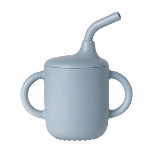RBCKVXZ Silicone Gel Toddlers Sippy Cups with Straw & Handles, Non Spill Sealing Baby Straw Cup Removable Baby Training Cup Toddler 6 Months+ Drinking Cup, 6 oz, Dark Blue