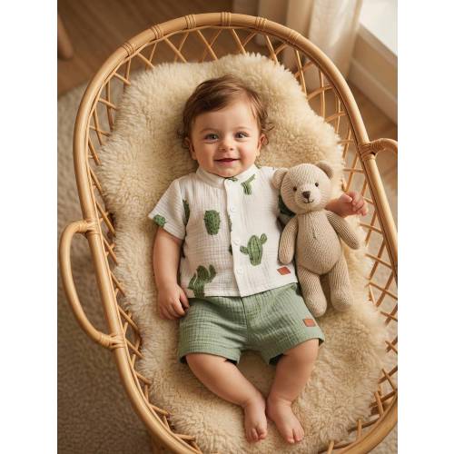 Souflis Souflis Newborn Cactus Print Top And Shorts Set