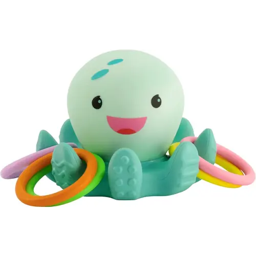 Infantino Light Up Ring Catcher - Illuminating Octopus with Five Tossing Rings for Fine & Gross Motor Skills in Babies & Toddlers, 6M+