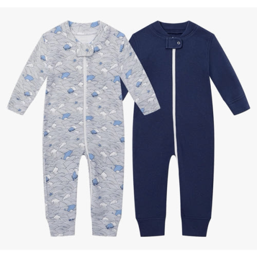 Owlivia Organic Cotton Baby Boy Girl Zip up Sleep 'N Play Pjs, Footless, Long Sleeve