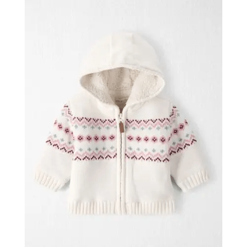 Baby Girl Recycled Fair Isle Sherpa Sweater Knit Jacket  - Little Planet | Carter's