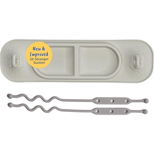 BUSY BABY Silicone Mini Mat - New and Improved Suction Cups, 2 Straps to Secure Baby Essentials, Self Feeding, Baby Led Weaning, Travel Wet Bag Included (Tan Mini)