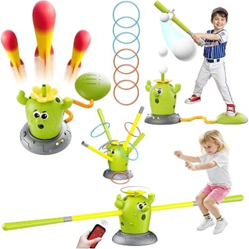 4 in 1 Cactus Musical Jumping Toys Set with Stomping Rocket Launcher