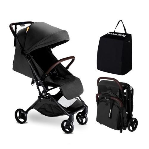 MAMAZING Lightweight Baby Travel Stroller with Carbon Fiber Frame, Compact & Airplane-Friendly, One-Handed Folding Design, 11.6 lbs, Perfect for Toddlers, Jet