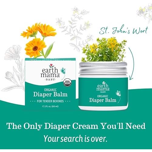 Earth Mama Organic Diaper Balm 2-Ounce | Diaper Cream for Baby | EWG Verified, Petroleum & Artificial Fragrance-Free with Calendula for Sensitive Skin (2-Pack)