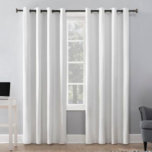 50"x95" Sun Zero Blackout Duran Thermal Insulated Grommet Curtain Panel White: Energy Efficient, Noise Reduction, Modern Style