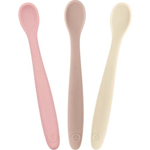 WeeSprout Silicone Baby Spoons, First Stage Infant Feeding Utensils with Soft-Tip, Set of 3