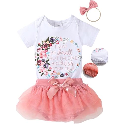 QITUDATEY Cute Baby Girl Clothes Newborn Girls Outfits Infant Romper with Short Tutu Skirt + Headband Baby Girl's Clothing