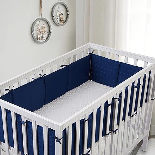 12Pcs Mesh Crib Liner,Anti-Collision,Crib Protector for Sides,Anti-Collision,Suitable for Full-Size Cribs. (Blue)