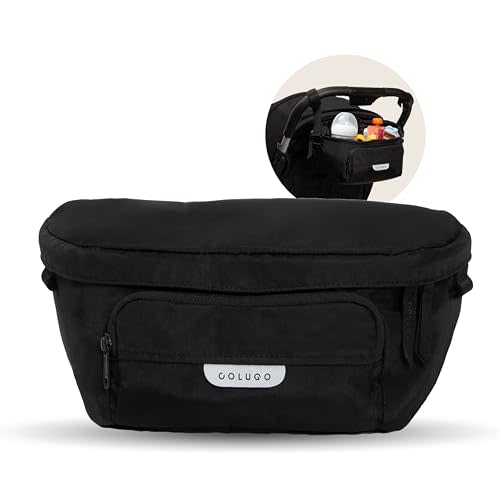 Colugo On-The-Go Stroller Organizer Insert with Zipper, Caddy with Cup Holder, Stroller Accessories for Parents specially designed to fit to your stroller with Non Slip Straps (Black)