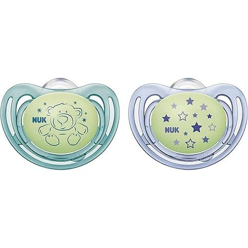 NUK Airflow Glow-in-The-Dark Pacifiers, Baby Boys, 0-6 Months, 2 Pack, 0.09 Pounds