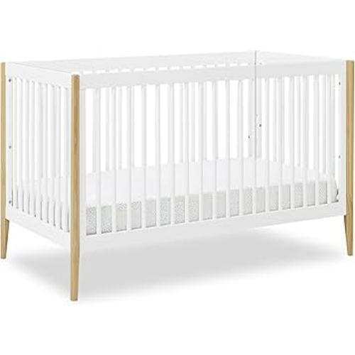 Delta Children Casey 4-in-1 Convertible Crib - Greenguard Gold Certified, Bianca White/Natural