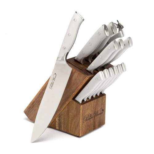 The Pioneer Woman Pioneer Signature 14-Piece Stainless Steel Knife Block Set, Gray