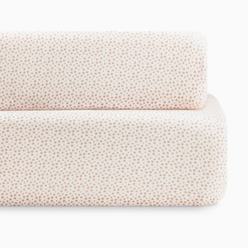 Organic Jersey Cotton Crib Sheet and Changing Pad Cover Set - Tan Dots