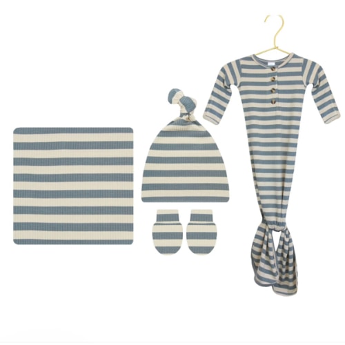 Lincoln Ribbed Newborn Hat Bundle (Gown)