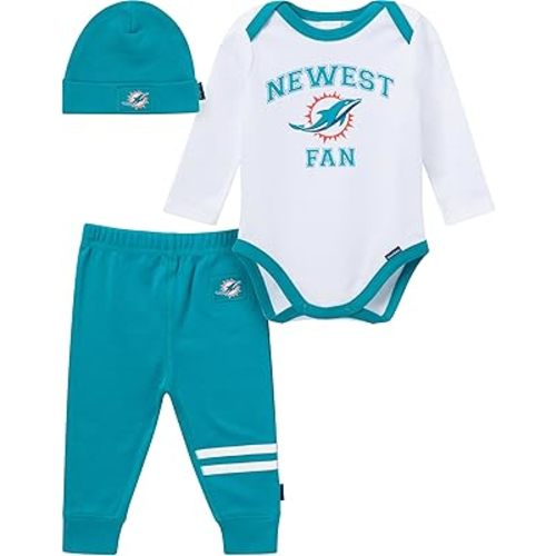 Gerber NFL baby-boys 3-piece Onesie Bodysuit, Active Pant and Cap Set