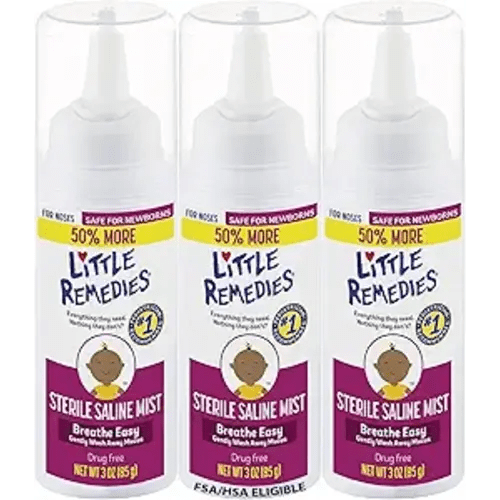 Little Remedies Sterile Baby Saline Nasal Mist, Safe for Newborns to Relieve Stuffy and Dry Noses, 3 Fl Oz, Pack of 3