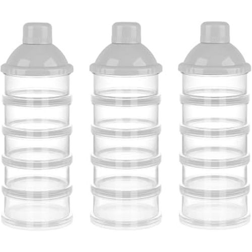 Accmor Formula Dispenser On The Go, 5 Compartments Stackable Formula Container for Travel, Baby Milk Powder Kids Snack Container, BPA Free