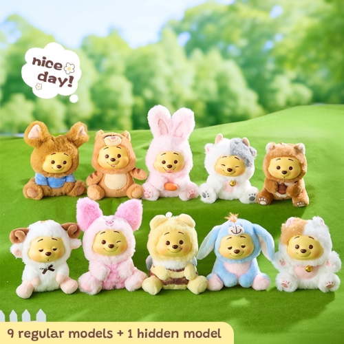 MINISO Disney Winnie the Pooh Naughty Party Blind Box, Vinyl Plush Pendant Collectible Toy, Random One Piece
