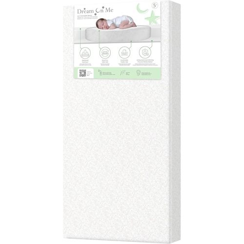 Dream On Me Serene Snooze 5” 2-in-1 Crib & Toddler Mattress, Dual-Sided Infant & Toddler Support, Waterproof & Stain Resistant, GREENGUARD Gold & Baby Safety Alliance Certified – Paisley