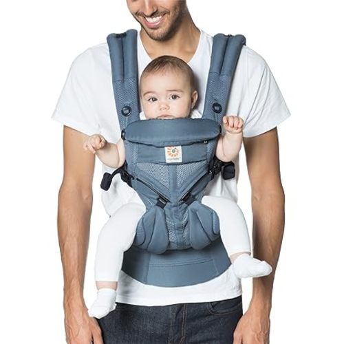 Ergobaby Omni Classic Baby Carrier for Newborn to Toddlers 0-48 Months (7-45 lbs) - 4-Position Breathable Mesh Baby Carrier with Ergonomic Support - Pearl Grey