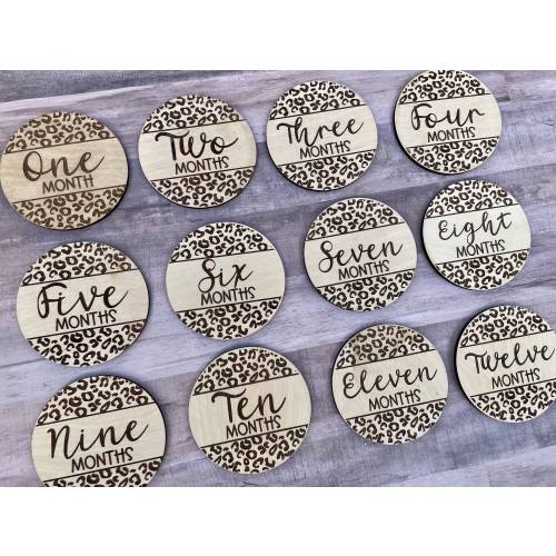 Cheetah/leopard theme girls monthly milestone markers for photos/ baby girl baby shower gift