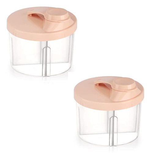 Accmor Baby Formula Dispenser On The Go, Non-Spill Rotating Four-Compartment Formula Container to Go, Milk Powder Kids Snack Container for Infant Toddler Travel Outdoor, Pink, 2 Pack