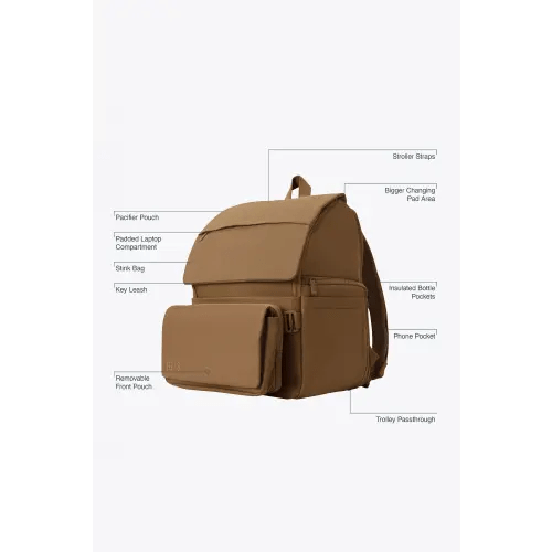 BÉIS 'The Ultimate Diaper Backpack' in Camel - Diaper Bag Backpack in Camel Brown