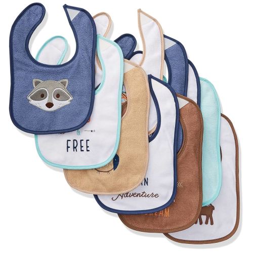 Hudson Baby Unisex Baby Cotton Terry Drooler Bibs with Fiber Filling, Raccoon, One Size