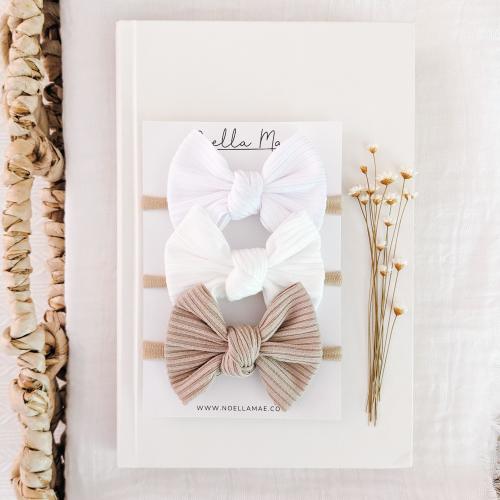 Ribbed Baby Bow Set, Baby Girl Headband Set, Bundle of Hair Bows, Newborn Headbands, Infant Top Knots, Knotted Baby Bows, Toddler Hair Clips