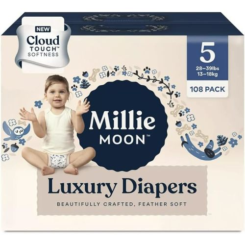 Millie Moon Diapers Sizes 1-6 Luxury Diapers COUCHES DE Luxe (Choose Size) (Size 1-108 Diapers (6lbs-11lbs))