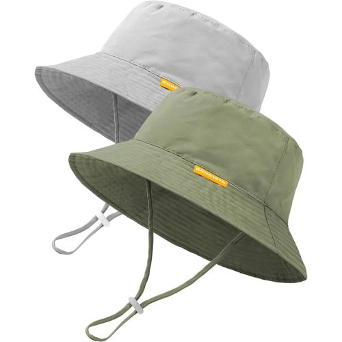 Baby Sun Hat Kids Summer UPF 50+ Toddler Bucket Hat Wide Brim Adjustable Beach Hats for Boys Girls Age 0-6 Years
