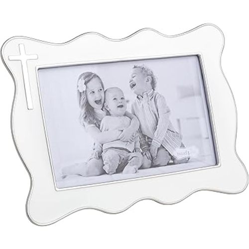 Mud Pie White Enamel Cross 4"x6" Picture Frame
