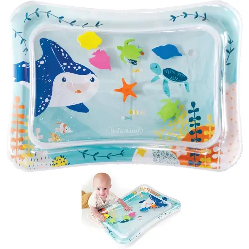 Infantino Jumbo Pat & Play Water Mat, Sea-Themed Mess-Free Water Play for Babies, Supports Tummy Time and Motor Skills Development, Multicolor, 3M+