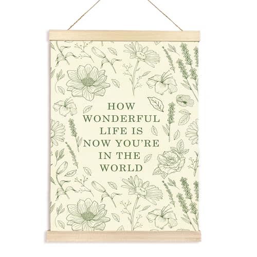 Hiuwevt Floral Nursery Wall Art, Sage Green Boho Poster Hanger Frame, Kids Room Decor, Neutral Baby Shower Newborn Wall Art Decor for Toddler Girls Room Home Bedroom, 12x16 Inch