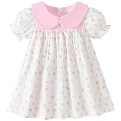 Kucnuzki Baby Girl Clothes Cute Spring Summer Sun Dresses Toddler Casual Puff Sleeve Floral Dress Girls Summer Outfits