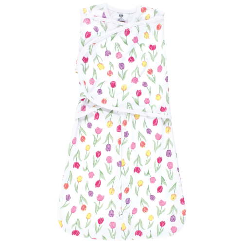 Hudson Baby Infant Girl Convertible Swaddle Sleep Sack, Spring Tulips, 3-9 Months