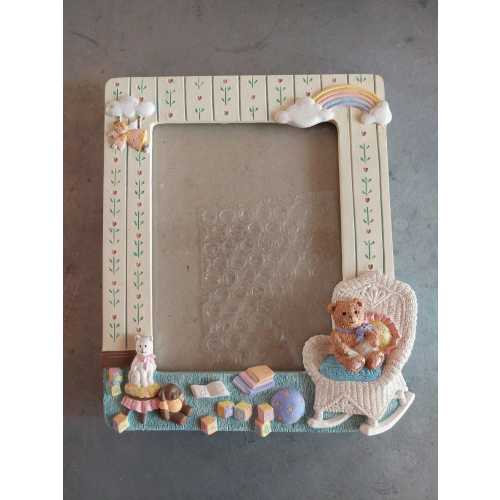 VTG Children's Teddy Bears "Nursery" Ceramic Picture Frame Holds 6 By 4.5 Prints