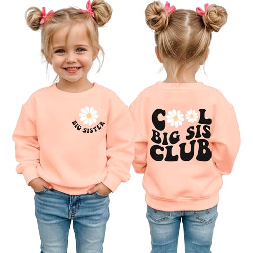 MULOIUDZ Big Sister Sweatshirt Toddler Girl Cool Big Sis Club Shirt Baby Announcement Pullover Crewneck Clothes