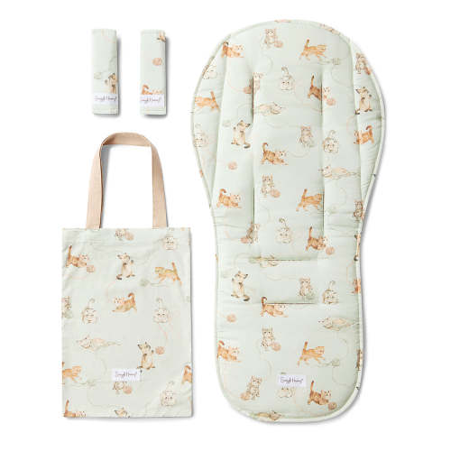 Bundle - Kittens Pram Liner & Strap Cover Set