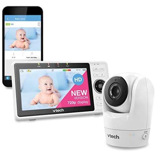 VTech Upgraded Smart WiFi Baby Monitor VM901, 5-inch 720p Display, 1080p Camera, HD NightVision, Fully Remote Pan Tilt Zoom, 2-Way Talk, Free Smart Phone App, Works with iOS, Android