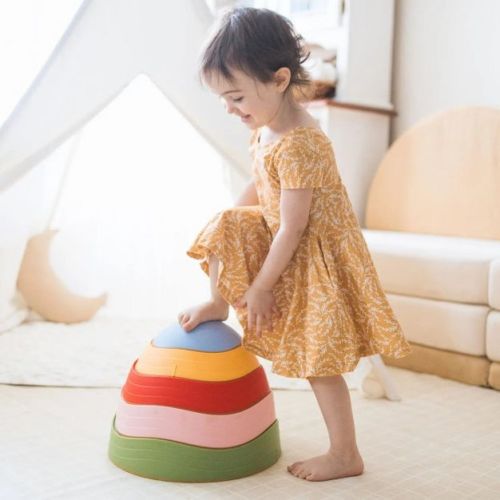 Tiny Land® Stepping Stones for Kids, Balance Stepping Stones for Indoor & Outdoor, Sensory Toys - Vintage