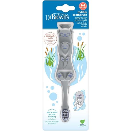 Dr. Brown's Baby and Toddler Toothbrush, Green and Orange Dinosaur 2-Pack, 1-4 Years