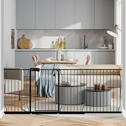 Fairy Baby Extra Wide Baby Gate 85.8-90.5 Inch Wide, Walk Through Pressure Mounted No Drill for Doorways, Long and Large Tension Gate for Pet and Kids