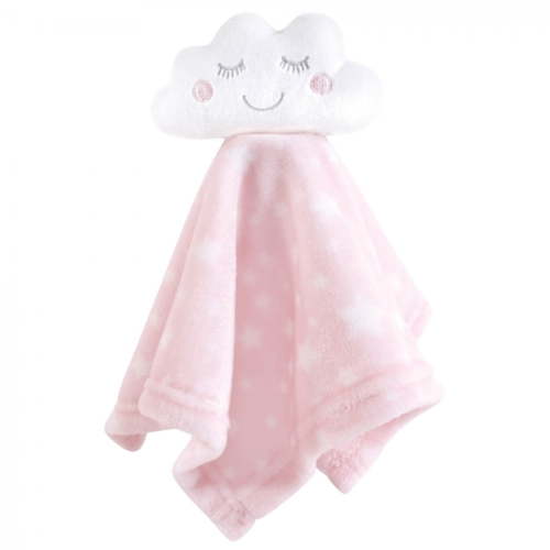 Hudson Girls Animal Face Security Pink Cloud Plush Baby Blanket