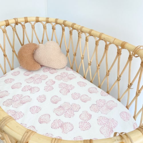 Fitted Jersey Cotton Bassinet Sheet/Change Table Cover | Sea Shell