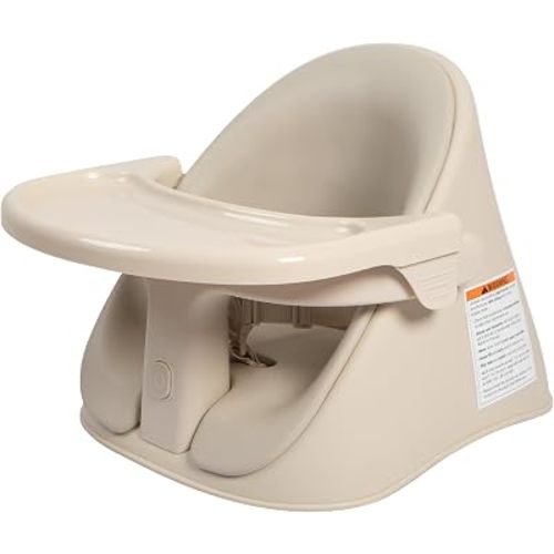Boppy Proper Posture Floor & Booster Seat - Ergonomic Infant Seat and Toddler Seat with Removable Washable Tray and Back Support for 4-36 Months - Oatmeal